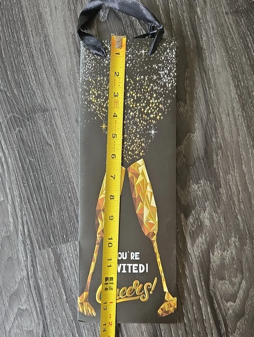 Cheers! Black & Gold Wine Gift Bag - You're Invited